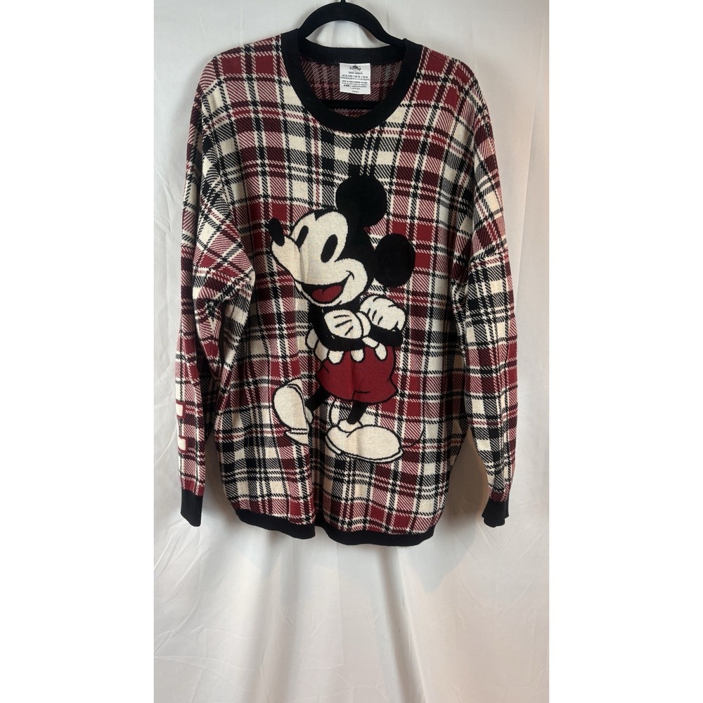 Disney Parks Mickey‎ Mouse Plaid Spirit Jersey Sweater Walt Disney World XL